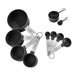 8 Pcs Kitchen Measuring Spoon Baking Nesting Measuring Cups Measuring Tools with Stainless Steel Handle for Liquids Solids