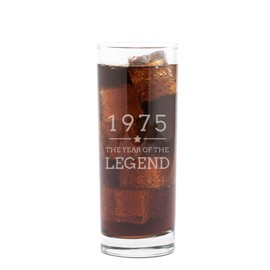 Dust and Things Engraved Highball Glass - 1975 Year of The Legend Design - 50th Birthday Gifts for Men Him - Cocktail Glass