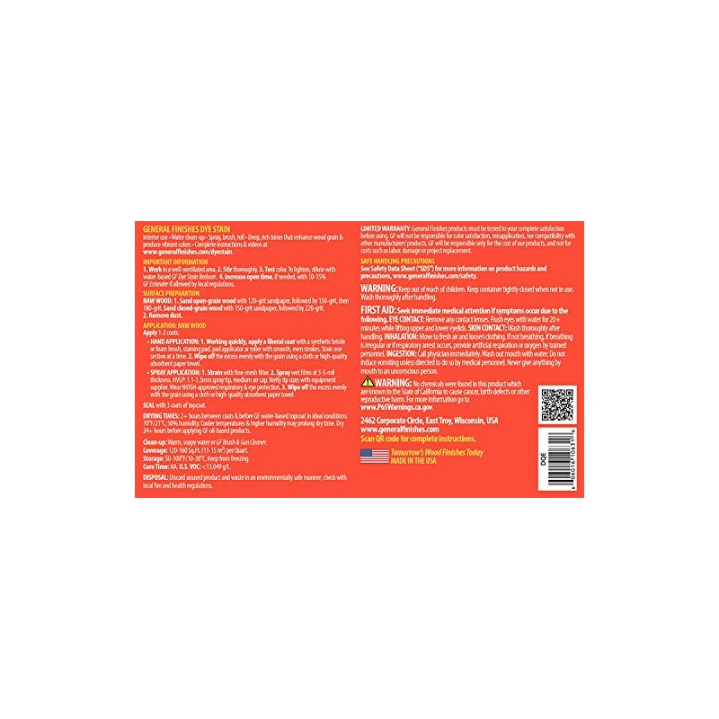 General Finishes Water Based Dye, 1 Quart, Ebony