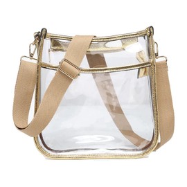 JEN & CO. Posie Clear Crossbody Bag, Gold - Compact, Stadium-Approved Women's Clear Bags, Ideal for Game Day, Concert, Party