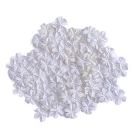 100 Pcs Lovely Patch Flowers 25x25mm Mulberry Paper Flowers Scrapbooking Wedding DIY Craft Supplies Card. (White Colors)