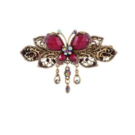 Suoirblss Women Lady Retro Flowers Hair Claw Clip Vintage Alloy Rhinestone Barrette Butterfly Style Hair Clips Beauty Tools (Purple)