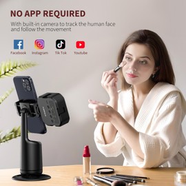 Auto Face Tracking Stativ, 360° drehbarer Smartphone-Halter, Keine App erforderlich, mit 2 Kaltschuh-Halterungen, Gesichts-Körper-Selfie-Stick für Videoaufzeichnung,Live-Streaming,Vlog,Tiktok