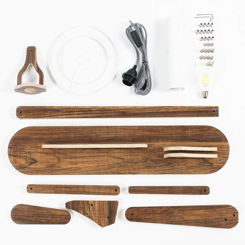 HROOME Cool Decorative Tall Floor Lamp Wood Swing Arm Standing