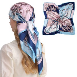 WUZININGLE 100% Mulberry Silk Head Scarf for Sleeping 35"x35" Square Silk Hair Scarf for Women Lightweight Bandana Large Pink Neckerchief