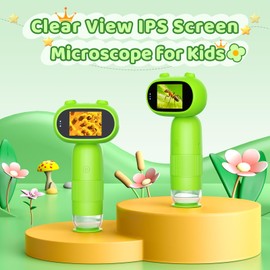 Pocket Microscope for Kids with 2inch IPS Screen, Leipan 16MP Digital Microscope 1000X, 1080P Mini Microscope with 8 LEDs, Compatible with PC, Includes 8GB Card