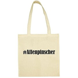 Reifen-Markt Tasche #Affenpinscher Größe 38x42 Farbe Natur Druck Schwarz