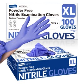 Supmedic Medical Nitrile Exam Gloves, Powder-Free Latex-Free Non-Sterile Food Safe Disposable Glove, Blue Iris 100 pcs (X-Large)