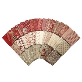 Fields 10 Fat Quarters - Assorted Moda French General France Calico Floral Flowers Red Pink Blue Cream Classic Reproduction Quality Quilters Cotton Fat Quarter Bundle FQs