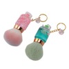 2pcs Loose Powder Brush with Keychain Transparent Handle Synthetic Shed