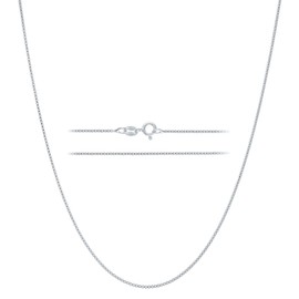 KISPER Sterling Silver Chain Necklace, Box Link - Thin, Dainty, 925 Sterling Silver Jewelry for Women & Men with Spring Ring Clasp – Made in Italy, 24"