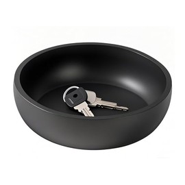 Aotea Crafts - tazón de hormigón de 7.9 pulgadas para decoración de mesa de entrada, tazón decorativo moderno industrial y minimalista para llaves, color negro carbón, textura suave, sellado y