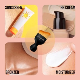 ocgoods Skincare Angled Kabuki Makeup Brush Applicator for Liquid Foundation Sunscreen BB Cream Bronzer Self-Tan and Tinted Moisturizer