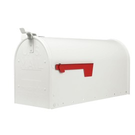 Architectural Mailboxes Admiral Aluminum Post Mount Mailbox, Compatibility Code B, ADM16WAM, Textured White, Large Capacity