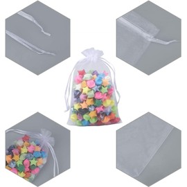150 bolsas de organza premium, Bolsa de regalo de cuerda blanca, bolsas de regalo de joyería de 10 x 12 cm para fiestas, joyas, bodas, bolsas de dulces para festivales.(Blanco)