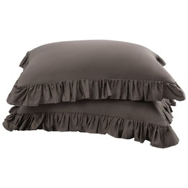 PiccoCasa Pillow Shams, Soft & Breathable Cotton Pillowcase with 4" Hem Decorative Ruffle Pillow Cases 2 Pack Envelope Closure Sham Pillow Cases Beaver 50x65cm