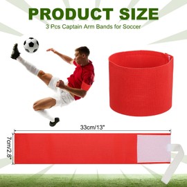 PATIKIL Soccer Captain Armband, 3 Pcs Captain Arm Bands for Soccer Elastic Captain Arm Band Sports Captain Armbands for Youth Adult Football Team Training Red