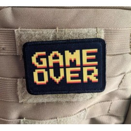 game over gaming 8-bit text 2"x3" hook & loop tactical morale patch