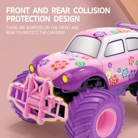 Remote Control Car for Girls 2.4GHz Cute Pink Purple Remote Control Climbing Car Rechargeable Off-Road Car Toy