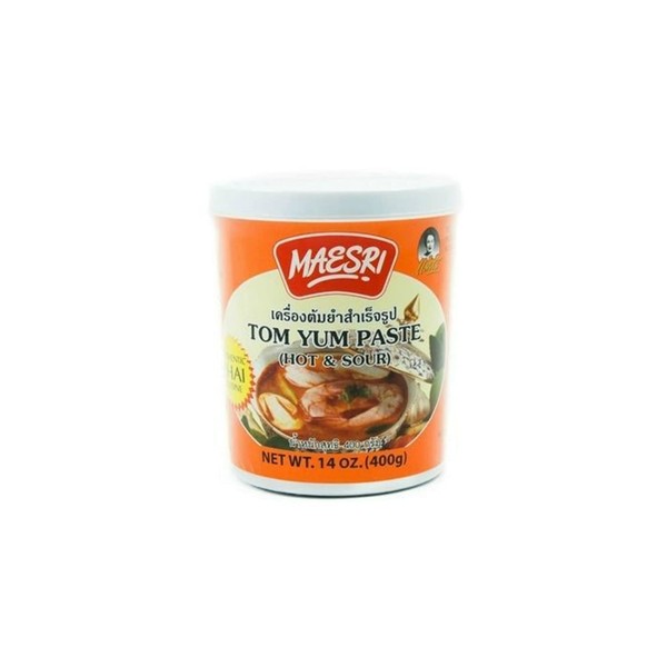 Maesri Tom Yum Paste - Authentic Thai Tom Yum Soup Base - Hot & Sour 14 Oz