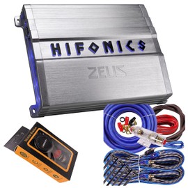 Hifonics ZG-600.4 Zeus Gamma 4 Channel Super A/B Class 600 Watt Car Audio Sound System Subwoofer Speaker Amp Amplifier with Gravity Magnet Phone Holder and 4 Gauge Kit Blue Bundle