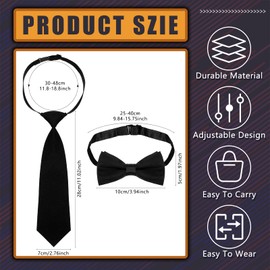 SATINIOR Set of 2 Children's Bow Tie Adjustable Bow Tie Black Pre-tied Tie, black