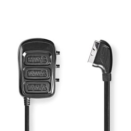 SCART Switch Box - SCART Plug - 3X SCART Socket - Nickel Plated - Maximum Resolution: 800x480 - 0.50 m - Round - PVC - Black - Box
