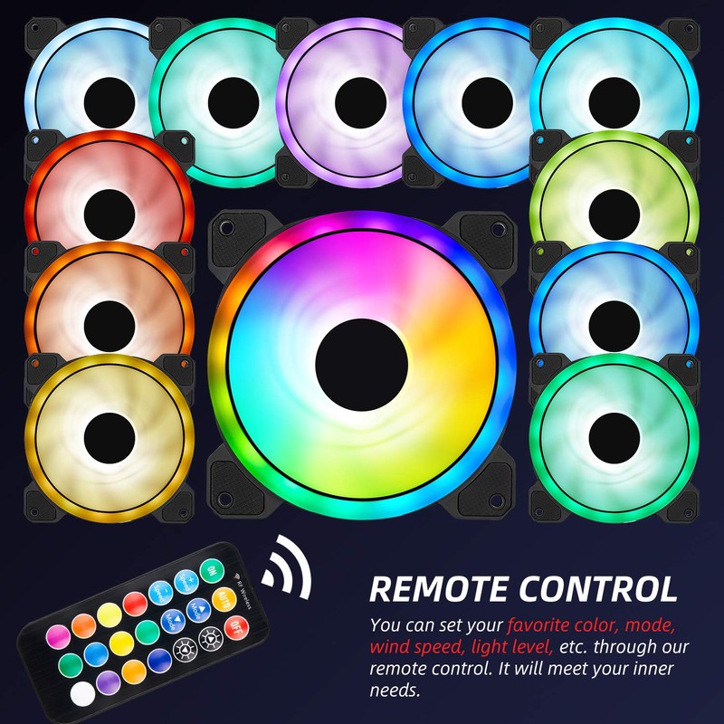 3 Pack RGB Case Fans, 120mm Ultra-Quiet RGB Chassis Cooling
