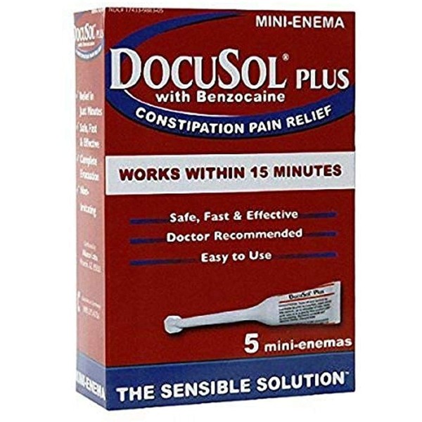 Docusol Plus Docusate Sodium with Benzocaine Mini Enema, Clear, 5