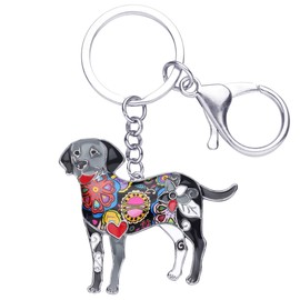 WEVENI Enamel Alloy Labrador Dog Keychain Accessories Pet Jewelry Car Wallet Charms For Women Girls (Black)