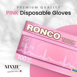 Pink Nitrile Disposable Gloves, Extra Small, Food Grade, Salon, 100 Pack, Premium Quality, Powder Free, Textured, 4 MIL, Ronco Touch 951 XS