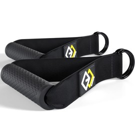 GJELEMENTS One-Handed Cable Pull Handles for Fitness Bands, Resistance Bands, Elastic Bands, Cable Machine and Pulley - Ankle Restraints for Leg Extenders, Glutes and Leg Training