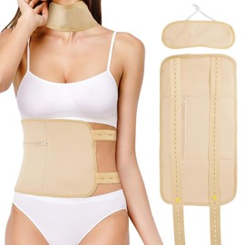 Castor Oil Pack Wrap Kit, YiYunTE Reusable Organic Caster Packs Oil for Stomach Waist Neck, Adjustable Elastic Strap Castor Patches Wrap Kit with Storage Bag for Insomnia Constipation Inflammation