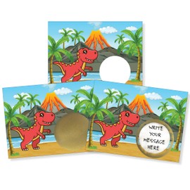 My Scratch Offs 50 Pack Dinosaur Island DIY Valentine's Day Scratch Off Cards & Stickers Tickets a Surprise for Custom Classroom Teacher Rewards for School Students