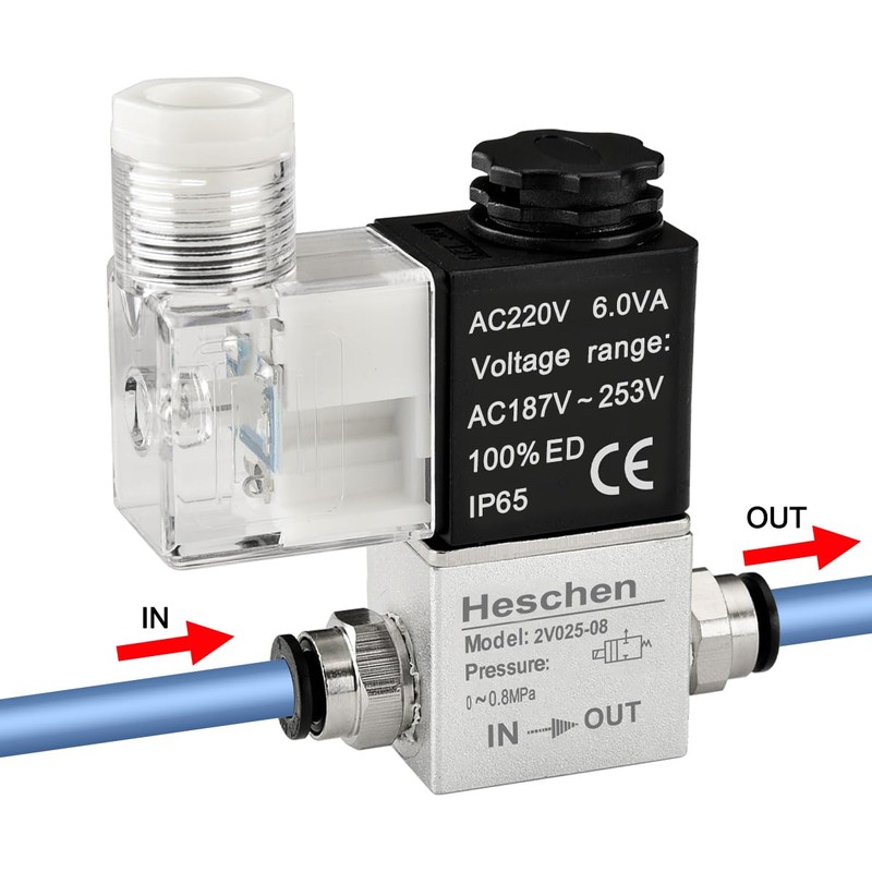 Heschen Electrical Pneumatic Solenoid Valve 2V025-08 220VAC PT1/4 2/2 Way