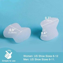 2 Piezas Separadores De Dedos De Gel, Kit De Correctores De Juanete, Separador De Esparcidor De Dedos De Gel De Silicona Espaciador Para Aliviar El Dolor De Juanete Uso Diario Para Hombres y Mujeres