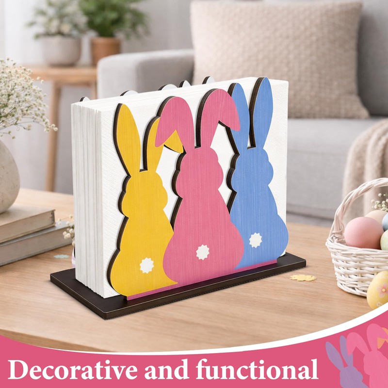 Easter Napkin Holder Cute Bunny Wood Napkin Holder for Table