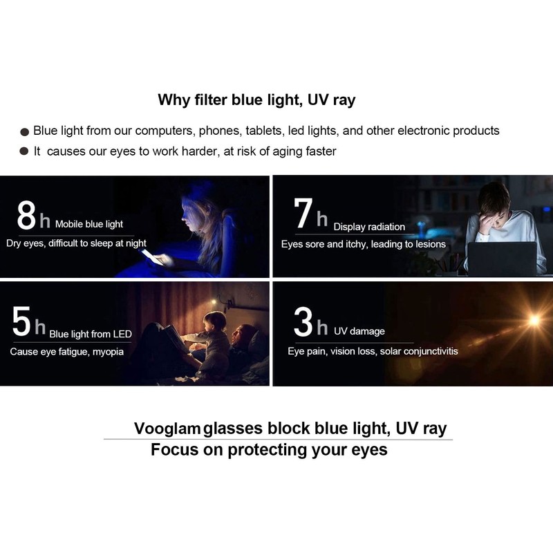 VOOGLAM Retro Round Blue Light Blocking Glasses for Women Men