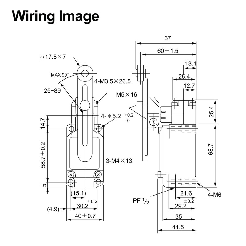 Baomain Adjustable Rotary Roller Lever Limit Switch WLCA12-2-Q Momentary 380V