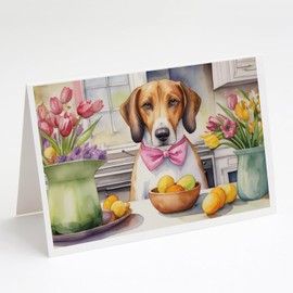 Caroline's Treasures DAC6746GCA7P Decorating Easter American Foxhound Greeting Cards Pack of 8 Blank Cards with Envelopes Whimsical A7 Size 5x7 Blank Note Cards