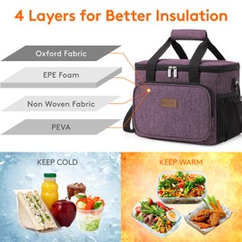 Lifewit Large Lunch Bag 24-Can (15L) Insulated Lunch Box Soft Cooler Cooling Tote for Adult Men Women, Purple