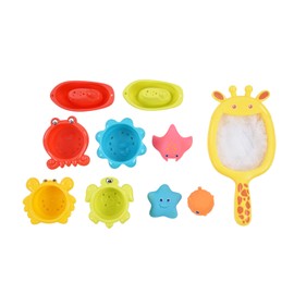 Kids Bathtub Toys Stacking Cups Fishing Net Boat Colorful Educational Baby Bathing Toy