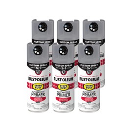 Rust-Oleum 384760-6PK Stops Rust Custom Spray 5-in-1 Automotive Primer Spray, 12 oz, Flat Light Gray, 6 Pack