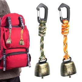 CHENNAN Pack of 2 Anti Bear Bells, Bear Bells Hiking, Metal Vintage Mini Cowbell Bells Decorations, Versatile, Compact and Portable for Outdoor Hiking, Backpack Pendant, Animal Neck Ba (A3)