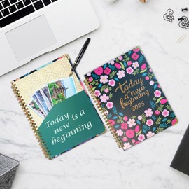 NADSSJL Diary 2025-2025 Diary A5 Week to View, Jan. 2025 - Dec. 2025, Academic Diary 2025, Twin-wire Binding, Hard Cover, Inner Pocket, Elastic Closure, Bookmark, Stickers, 21.5 x 15.5 x 1.5 cm