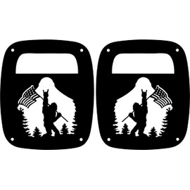 JeepTails Bigfoot Horns and US Flag Tail lamp Light Covers Compatible with Jeep Wrangler TJ and YJ Set of 2