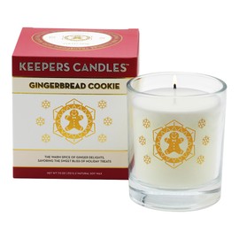 Gingerbread Cookie Scented Candle Jar by Keepers Candles - 40 Hour Burn, 7.5oz Soy Wax, 10oz Reusable Glass - Christmas Collection - Gift Box - Decorative Design