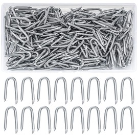 wugongshan 250 Pcs Steel Wire Fencing Staples, Wire Staples, Galvanized Steel Fence Staple Nails, Heavy Duty U-Shaped Fasteners Nails for Woven Wires Mesh Fencing