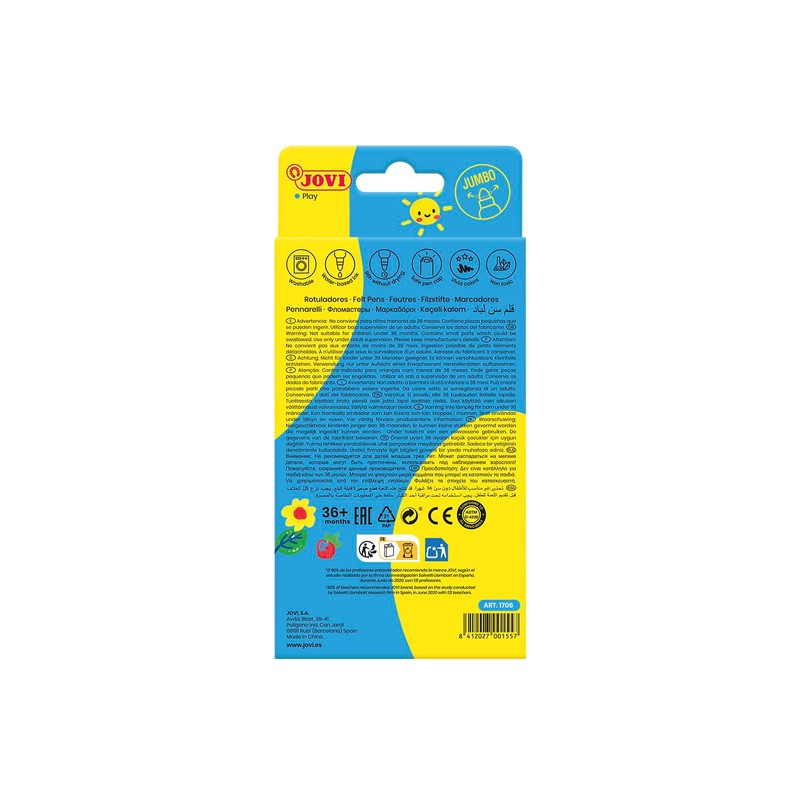 Jovi dicke Filzstifte, Strichbreite: 5,8 mm, auswaschbar, eindrücksichere Spitze, Set