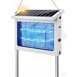 OnBeam Solar Bug Zapper Outdoor, Mosquito Zapper Waterproof Electric Fly Zapper Rechargeable Mosquito Killer Lamp with 10W Solar Panel, 4500V Cordless Fly Trap for Backyard, Patio, Garden, RV, Camping